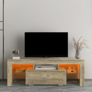 TV Stand with LED RGB Lights, Flat Screen TV Cabinet, WOOD