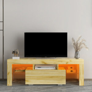 TV Stand with LED RGB Lights, Flat Screen TV Cabinet, OAK