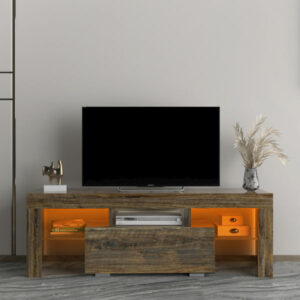 TV Stand with LED RGB Lights, Flat Screen TV Cabinet, ESPRESSO